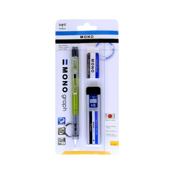 Tombow Monograph Mechanical Pencil Value Pack Lime 0.5mm