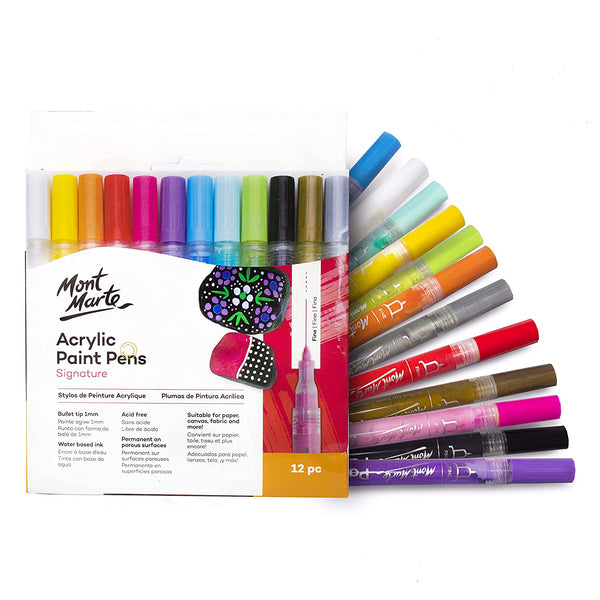 Mont Marte Acrylic Marker Set Fine Point, 12 Shades