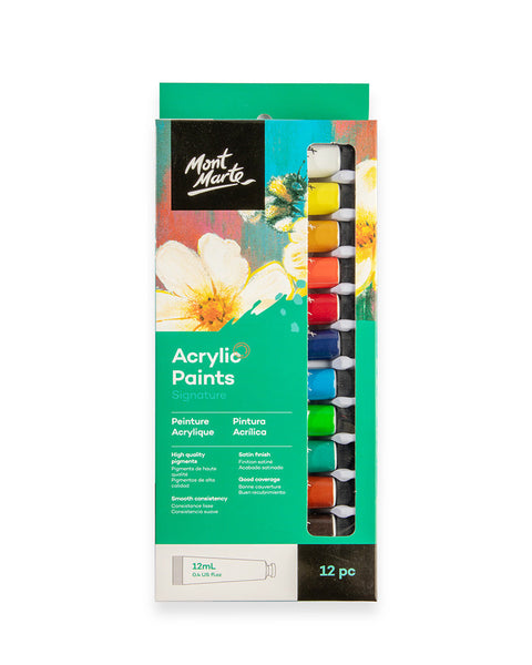 Mont Marte Acrylic Pastell Paint Set 12 Shades 12ml each