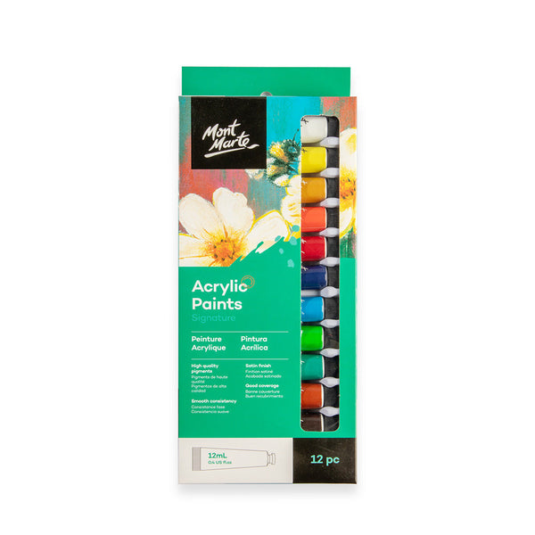 Mont Marte Acrylic Pastell Paint Set 12 Shades 12ml each