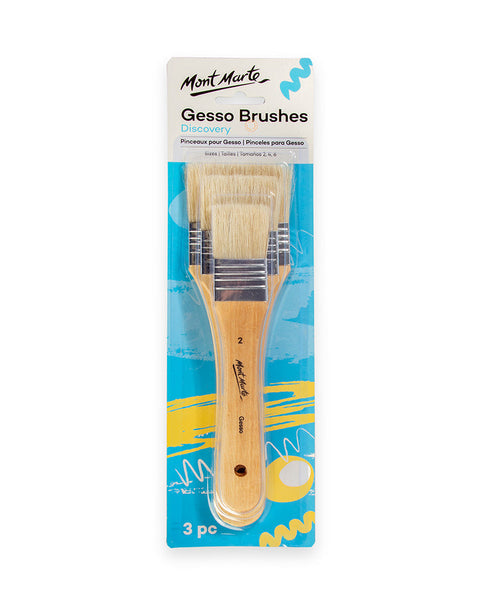 Mont Marte Flat Brush Set of 3 (2, 4, 8) Suitable for Oil, Acrylic, Watercolour, Goauche, Poster Colours, Short Handle