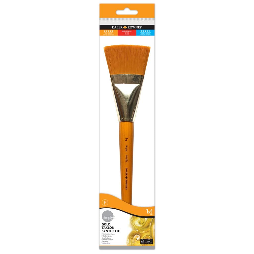 Daler Rowney Inch Brushes 2 inch Suitable for Oil, Acrylic, Watercolour, Goauche, Poster Colours, Short Handle