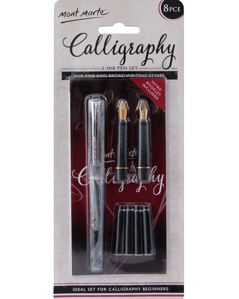 Mont Marte Calligraphy Pen Set 2 Nib, 8 pieces set