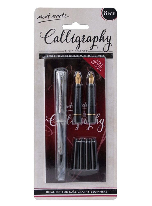Mont Marte Calligraphy Pen Set 2 Nib, 8 pieces set