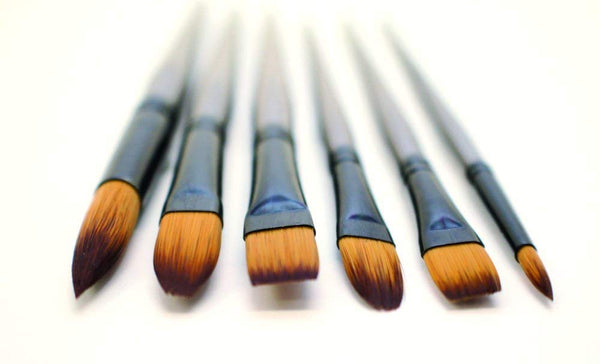 Mont Marte Mixed Brush Set of 6 Dettail-1,3- Liner 2,4-Round-4,8 Suitable for Oil, Acrylic, Watercolour, Goauche, Poster Colours, Short Handle