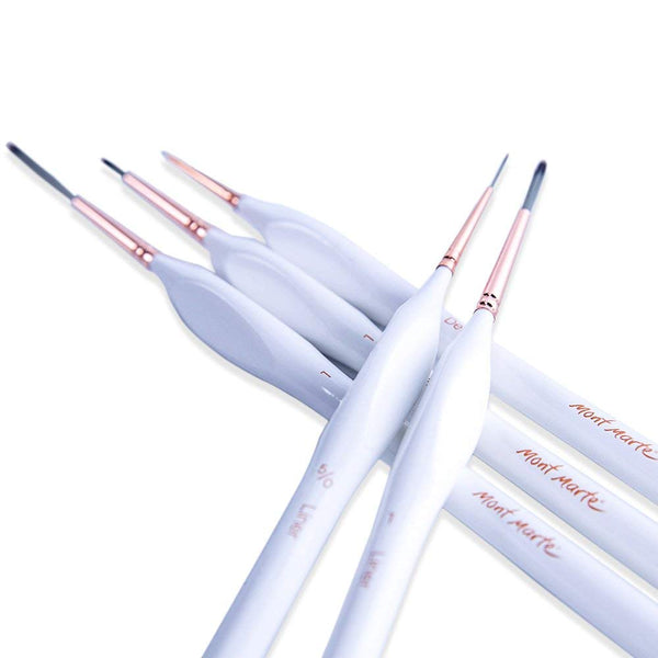 Mont Marte Detail Brush Set of 5 Suitable for Oil, Acrylic, Watercolour, Goauche, Poster Detail & Liners, Short Handle