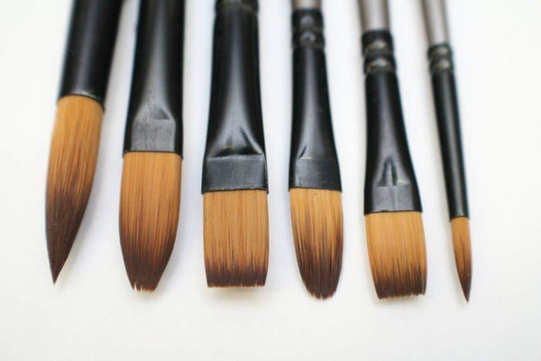 Mont Marte Mixed Brush Set of 6 Dettail-1,3- Liner 2,4-Round-4,8 Suitable for Oil, Acrylic, Watercolour, Goauche, Poster Colours, Short Handle
