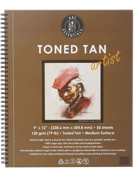 Art Essentials Toned Tan Spiral A4, 120 GSM, 50 Sheets