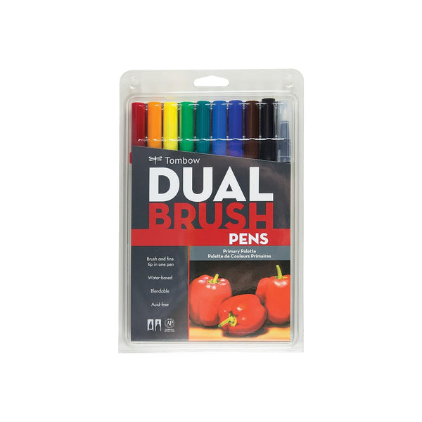 Tombow ABT Brush Pen Set Primary Dual Tip set of 10
