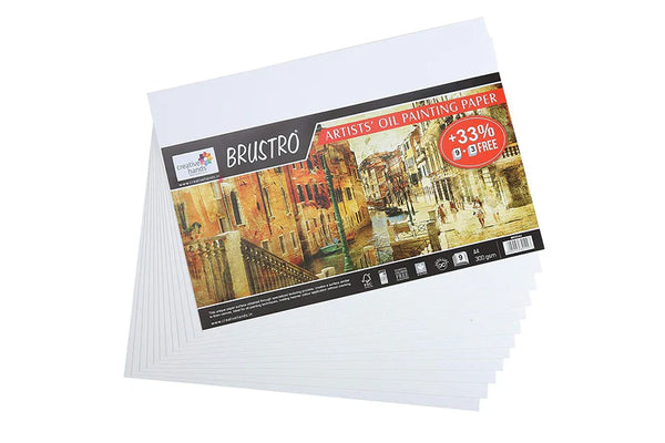 Brustro Oil Painting Sheets Loose Sheet Pack A4, 300 GSM, 9 Sheets