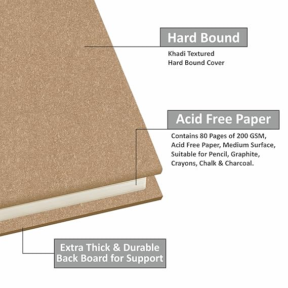 Anupam Sketch-E Khadi edition  Hard Bound A4, 200 GSM, 80 Pages