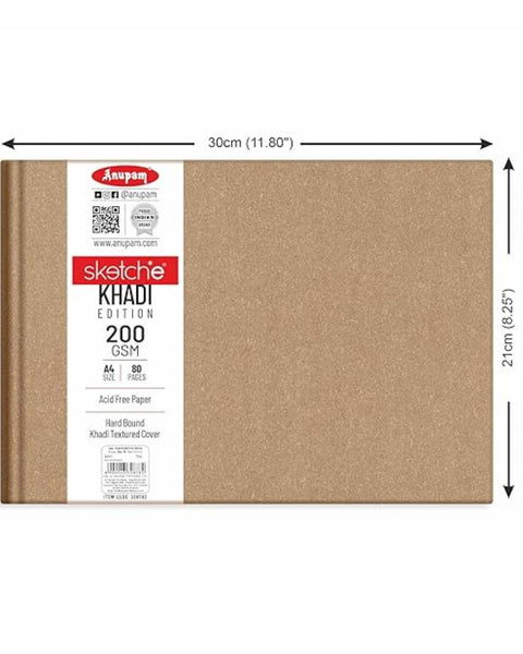 Anupam Sketch-E Khadi edition  Hard Bound A4, 200 GSM, 80 Pages