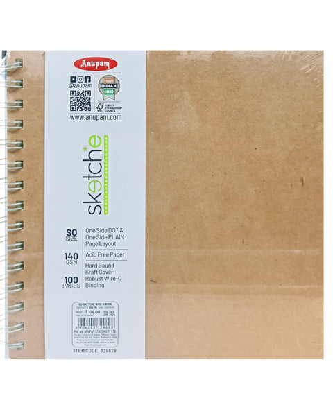 Anupam Sketch-e Sketch Book Wire-O Square, 140 GSM, 100 Pages