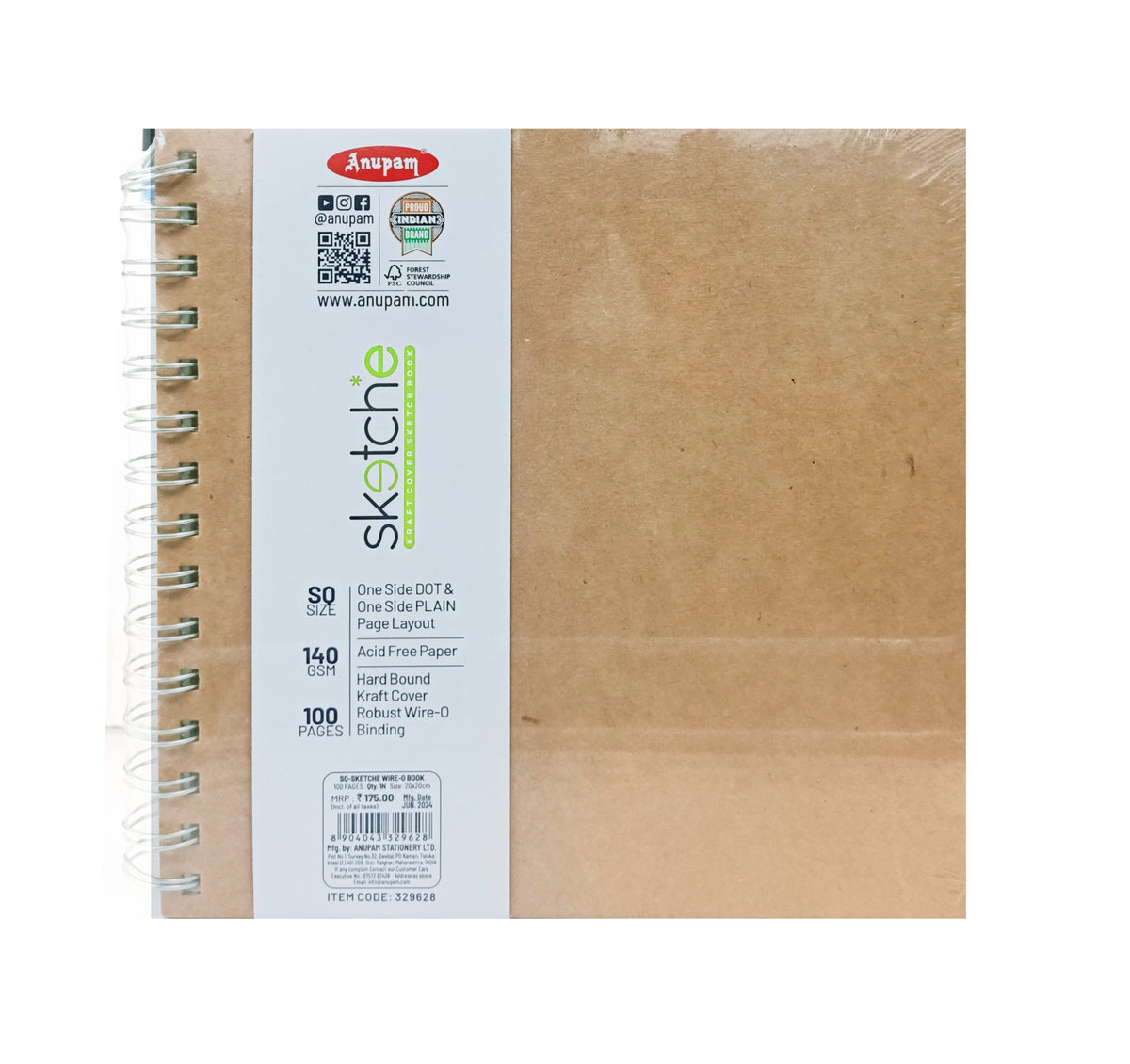 Anupam Sketch-e Sketch Book Wire-O Square, 140 GSM, 100 Pages