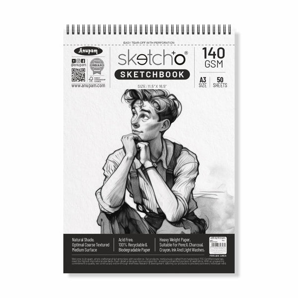 Anupam Sketch Book Spiral A3, 50 Sheets, 140 GSM