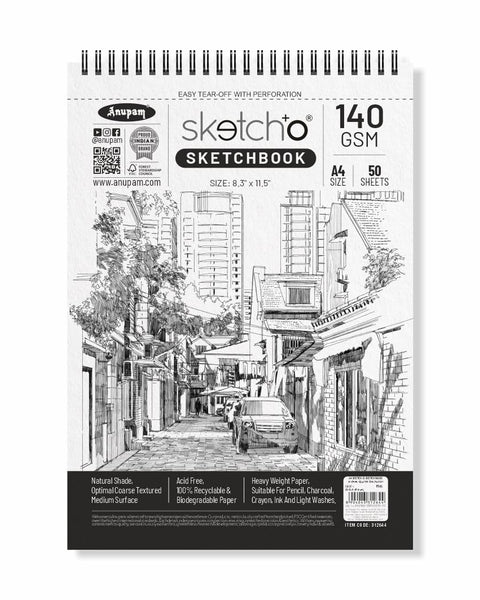Anupam Sketch Book Spiral A4, 50 Sheets, 140 GSM