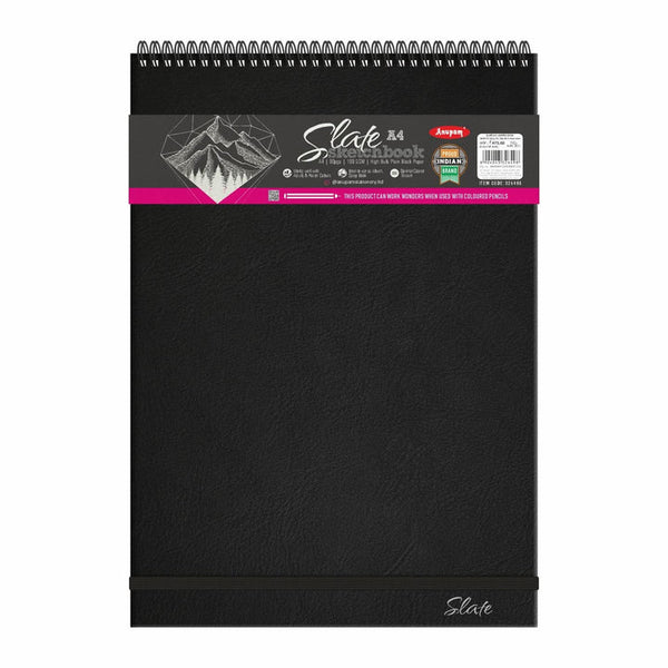 Anupam SketchO Slate Black Paper Sketchbook Wiro -180 GSM-Acid Free-80 Pages
