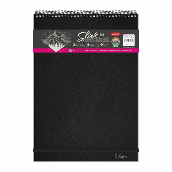 Anupam SketchO Slate Black Paper Sketchbook Wiro -180 GSM-Acid Free-80 Pages