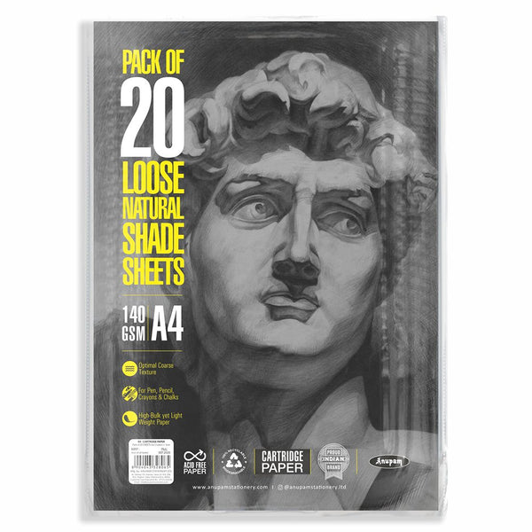 Anupam Sketching Papers Loose Sheet Pack A4, 140 GSM 20 Sheets