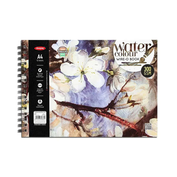 Anupam Watercolour Book Spiral A4, 300 GSM, 12 Sheets