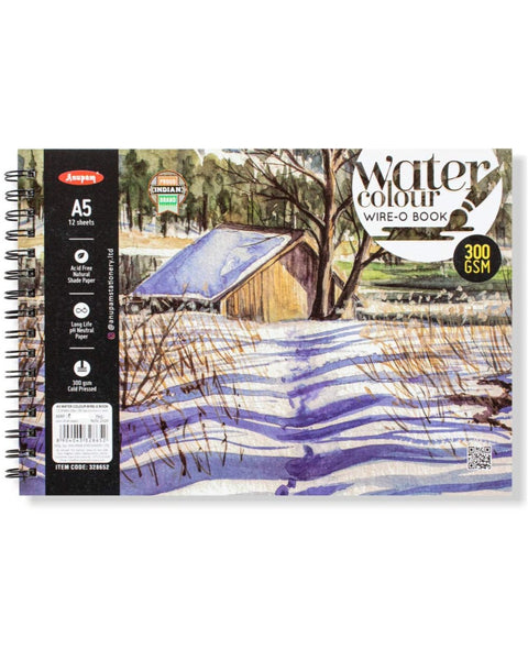 Anupam Watercolour Book Spiral A5, 300 GSM, 12 Sheets