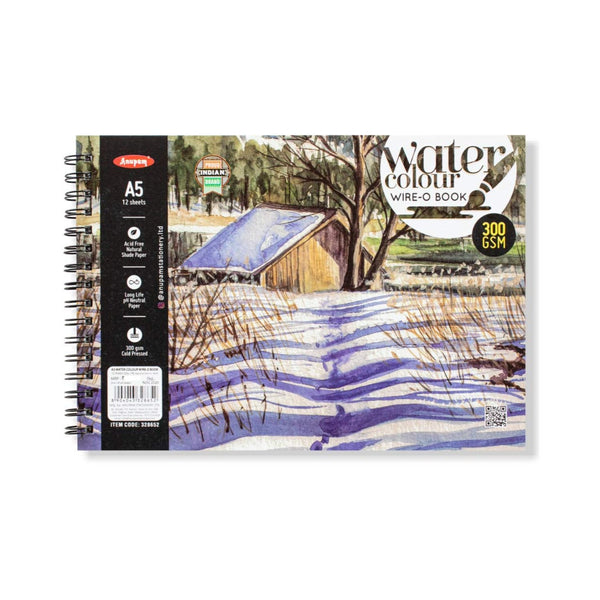 Anupam Watercolour Book Spiral A5, 300 GSM, 12 Sheets