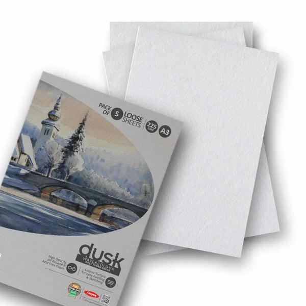 Anupam Watercolour Sheets Grey Loose Sheet Pack A4, 225 GSM, 10 Sheets