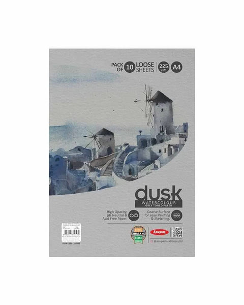 Anupam Watercolour Sheets Grey Loose Sheet Pack A4, 225 GSM, 10 Sheets