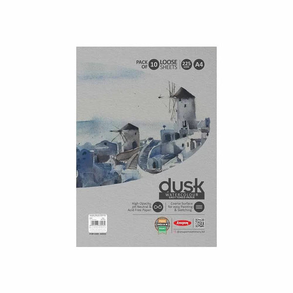 Anupam Watercolour Sheets Grey Loose Sheet Pack A4, 225 GSM, 10 Sheets