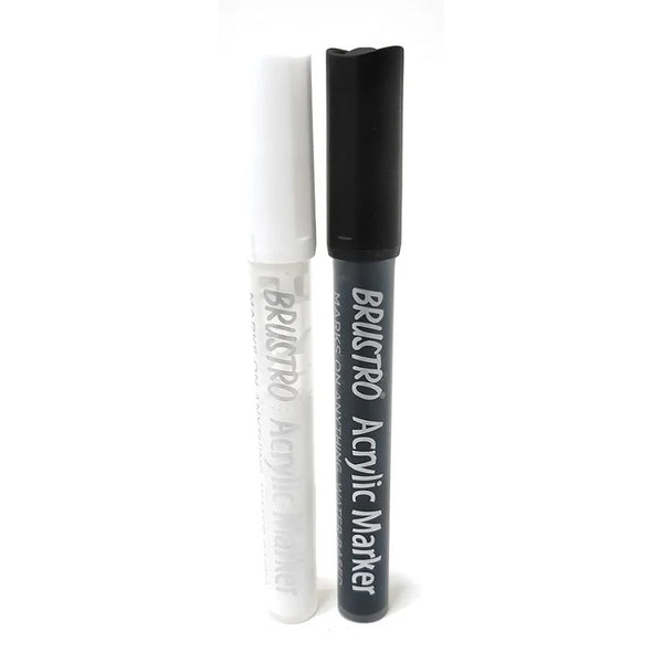 Brustro Acrylic Markers Black, White Bold Set of 2