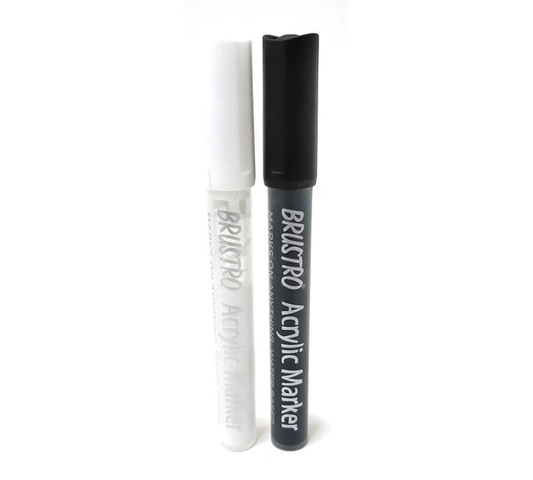 Brustro Acrylic Markers Black, White Bold Set of 2