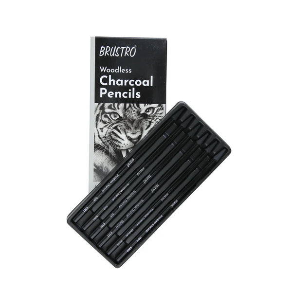 Brustro Charcoals Black Woodless Charcoal Set of 6