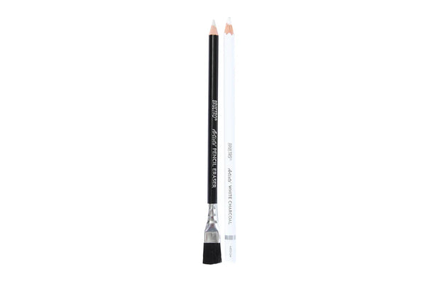 Brustro Charcoals White Charcoal 3 White, 1 Eraser Pencil
