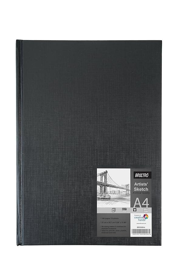 Brustro Artists Stitched Bound Sketch Book, A4 Size, 110GSM, 78 Sheets