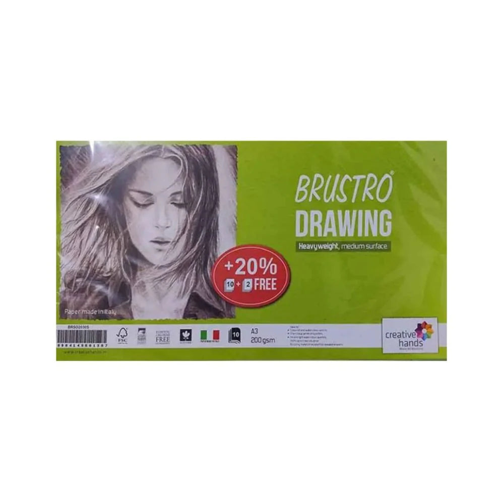 Brustro Sketching Papers Loose Sheet Pack A4, 200 GSM, 20 Sheets