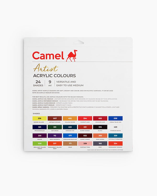 Camel Artist Acrylic Colour 9ml Tubes Set of 24 Shades