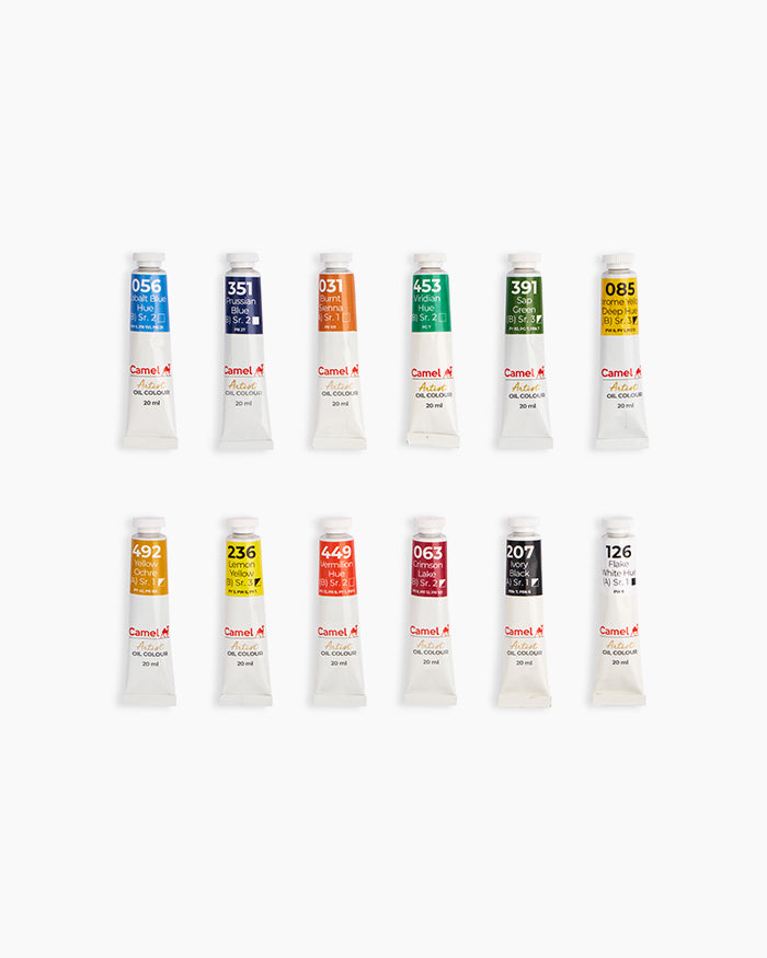 Camel Artist Oil Colours Assorted pack of 12 shades in 20ml