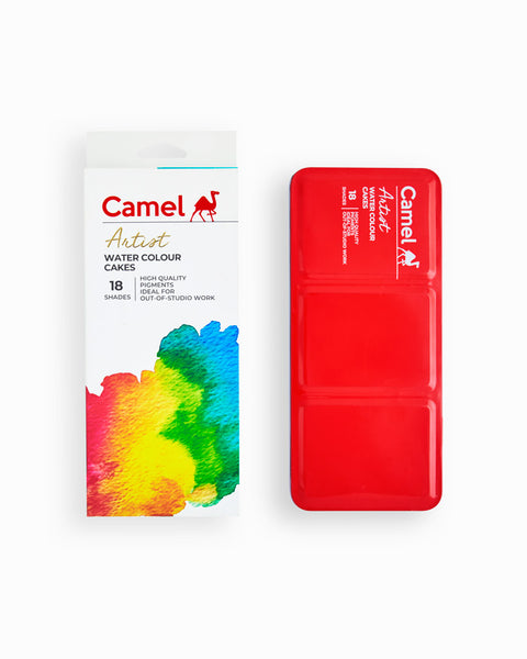 Camel Artist Water Colours Assorted box of cakes, 18 shades with Brush