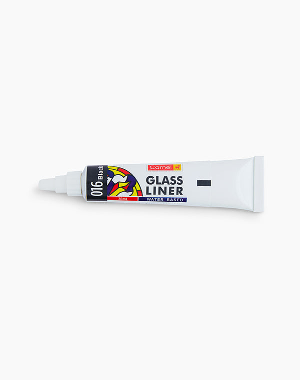 Camel Glass Colours Assorted pack of 5 shades in 20 ml with Medium and Liner, Solvent based