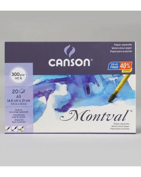 Canson Montval Watercolour Loose Sheets Pack A5, 300 GSM, 20 Sheets