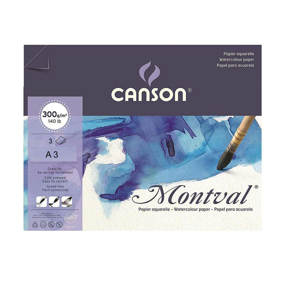 Canson Watercolour Loose Sheets Pack A3, 300 GSM, 3 Sheets