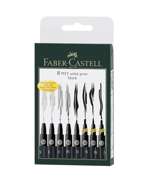 Faber Castell Drawing Pen Set Black 8 Sizes