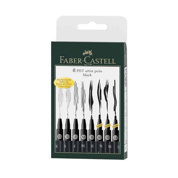 Faber Castell Drawing Pen Set Black 8 Sizes