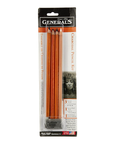 Generals Black & White Charcoal Pencils Set of 4