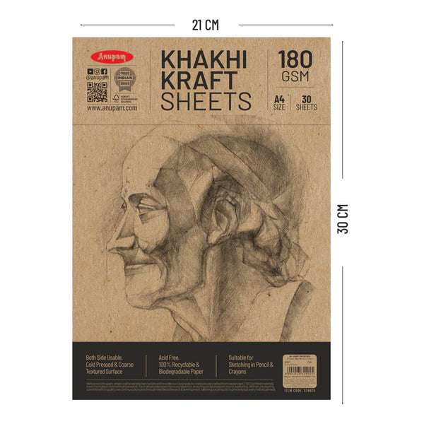 Anupam Khakhi Kraft 30 Loose Sheets 180GSM A4