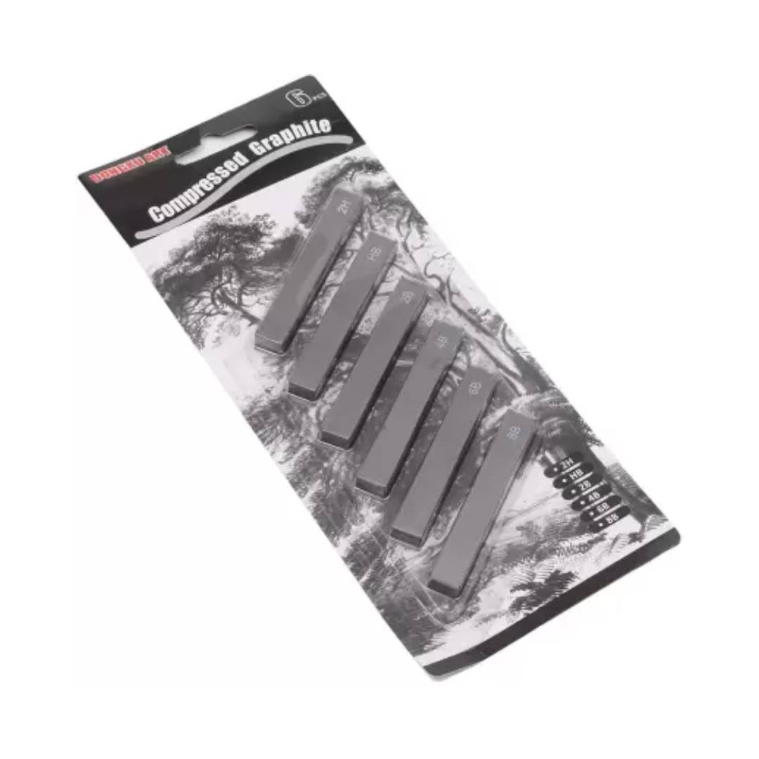 Keep Smiling Compressed Graphite Sticks Set of 6 2H, HB, 2B, 4B, 6B, 8B