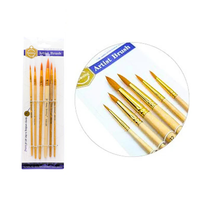 Keep Smiling Round Brush Set of 6