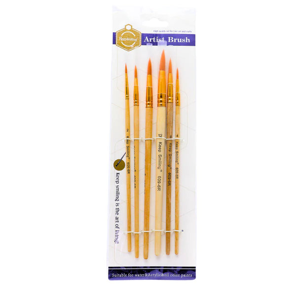 Keep Smiling Round Brush Set of 6