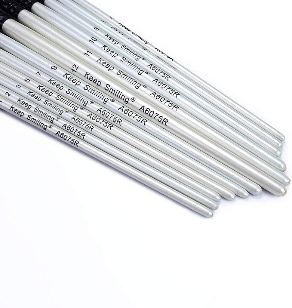 Keep Smiling Round Brush White Handle Set of 12