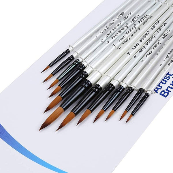 Keep Smiling Round Brush White Handle Set of 12